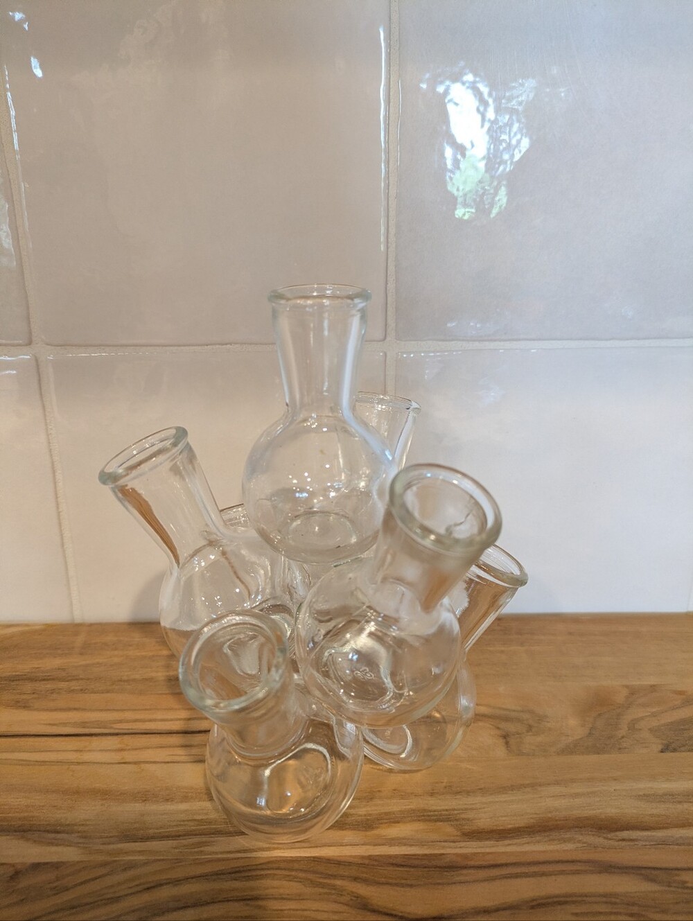 MCM Clear Glass Cluster Bud Vase - Multi-Bottle Accent
